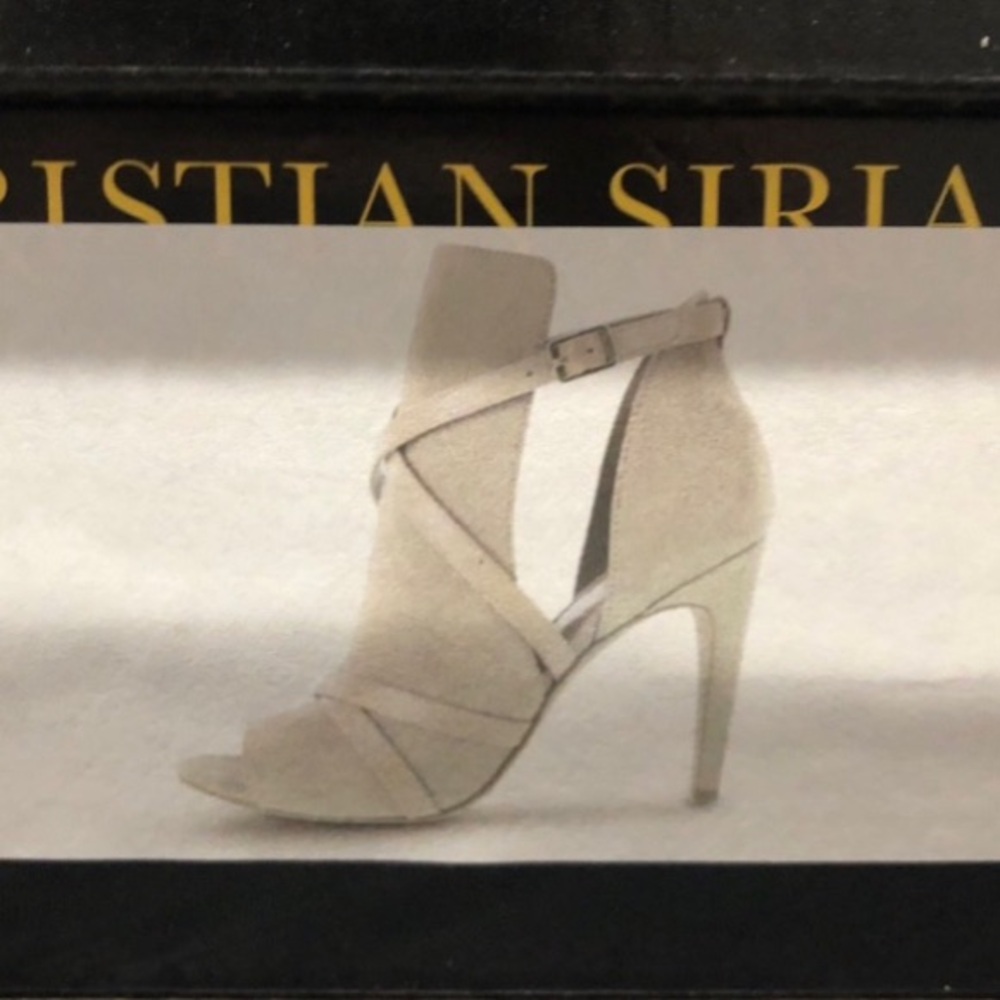 Pre Loved 4.25” Stiletto Peep Toe Booties w Side Cut-Outs by Christian Siriano
